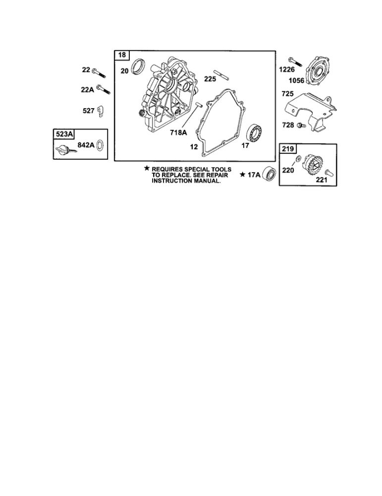 Cover-Crankcase Diagram and Parts List for 185400-185499 0412-0599 Briggs and Stratton Engine